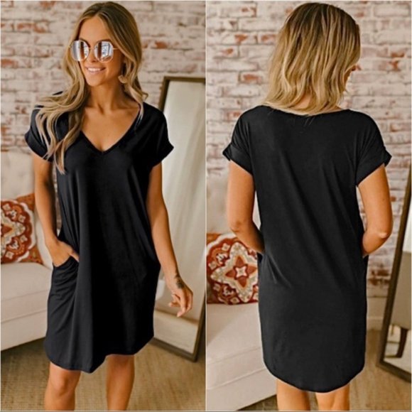 LAST ONE! LETS CHILL T-SHIRT DRESS - BLACK - Picture 3 of 3